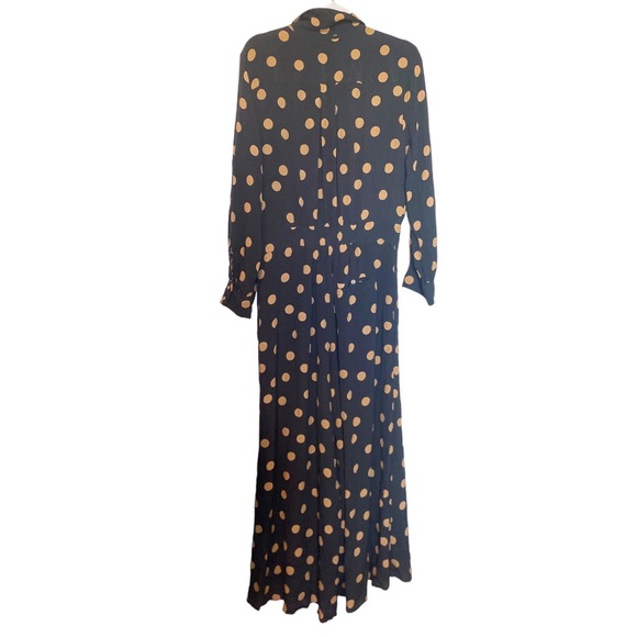 Anthropologie Jumpsuit Loveland Polka Dot Wide Leg Black/Tan Size 14 - Picture 11 of 13